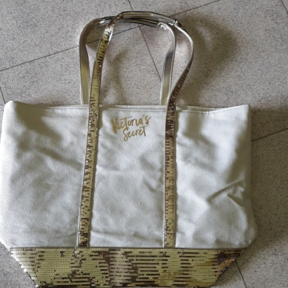 Victoria's Secret Gold Sequin bag tote purse